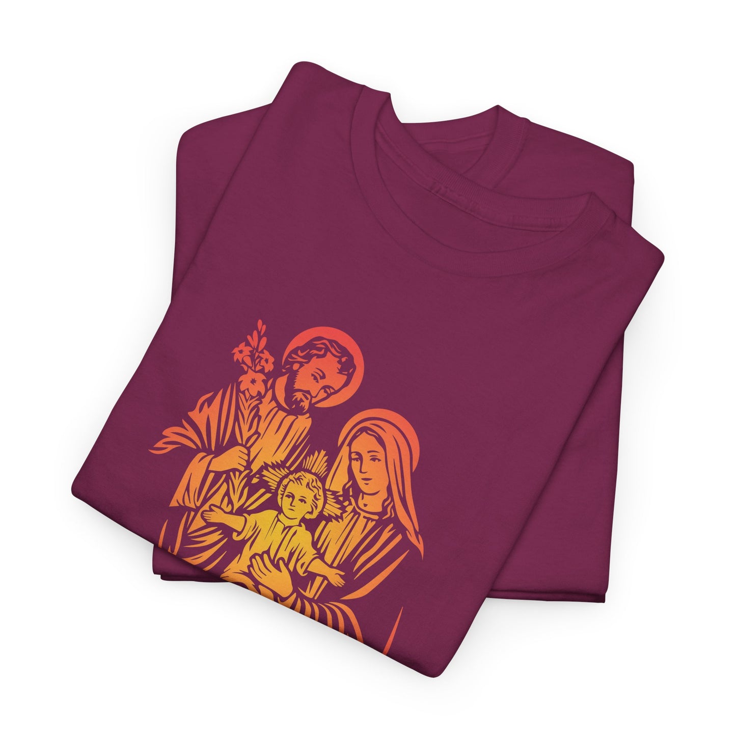 The Divine Love Of The Holy Family Colorful Gradient Heavy Cotton Tee