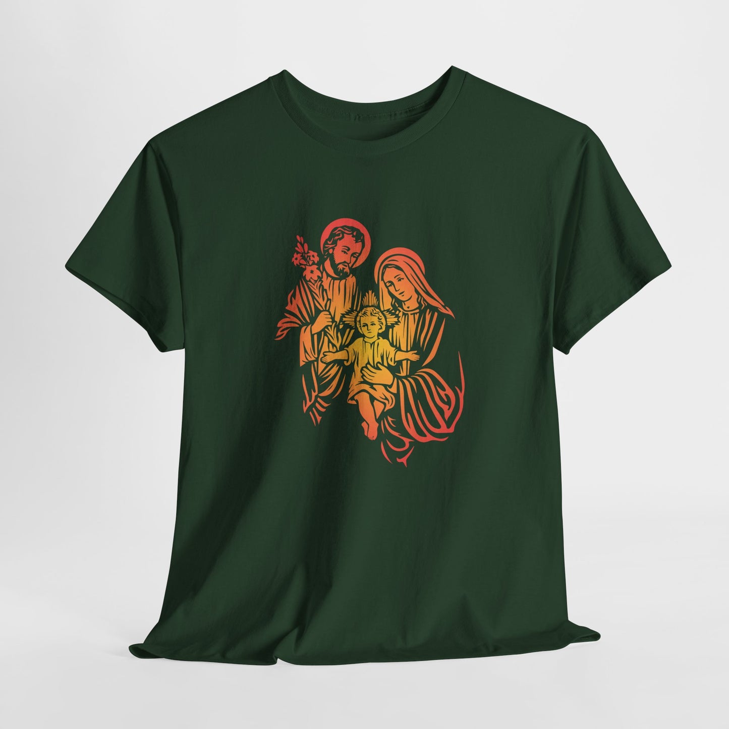The Divine Love Of The Holy Family Colorful Gradient Heavy Cotton Tee