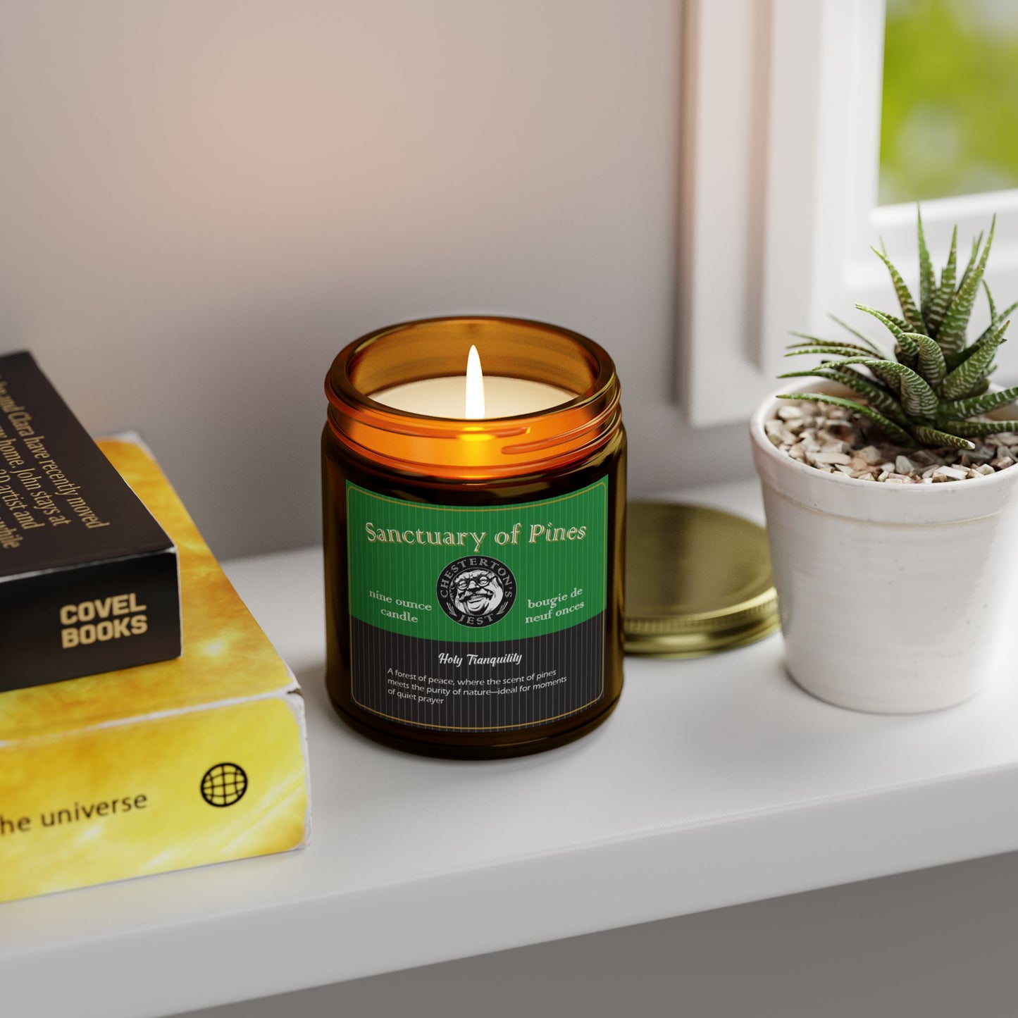 A Sanctuary of Pines Scented Candle, evergreen and cedar with notes of amber and lemon peel, (9oz)