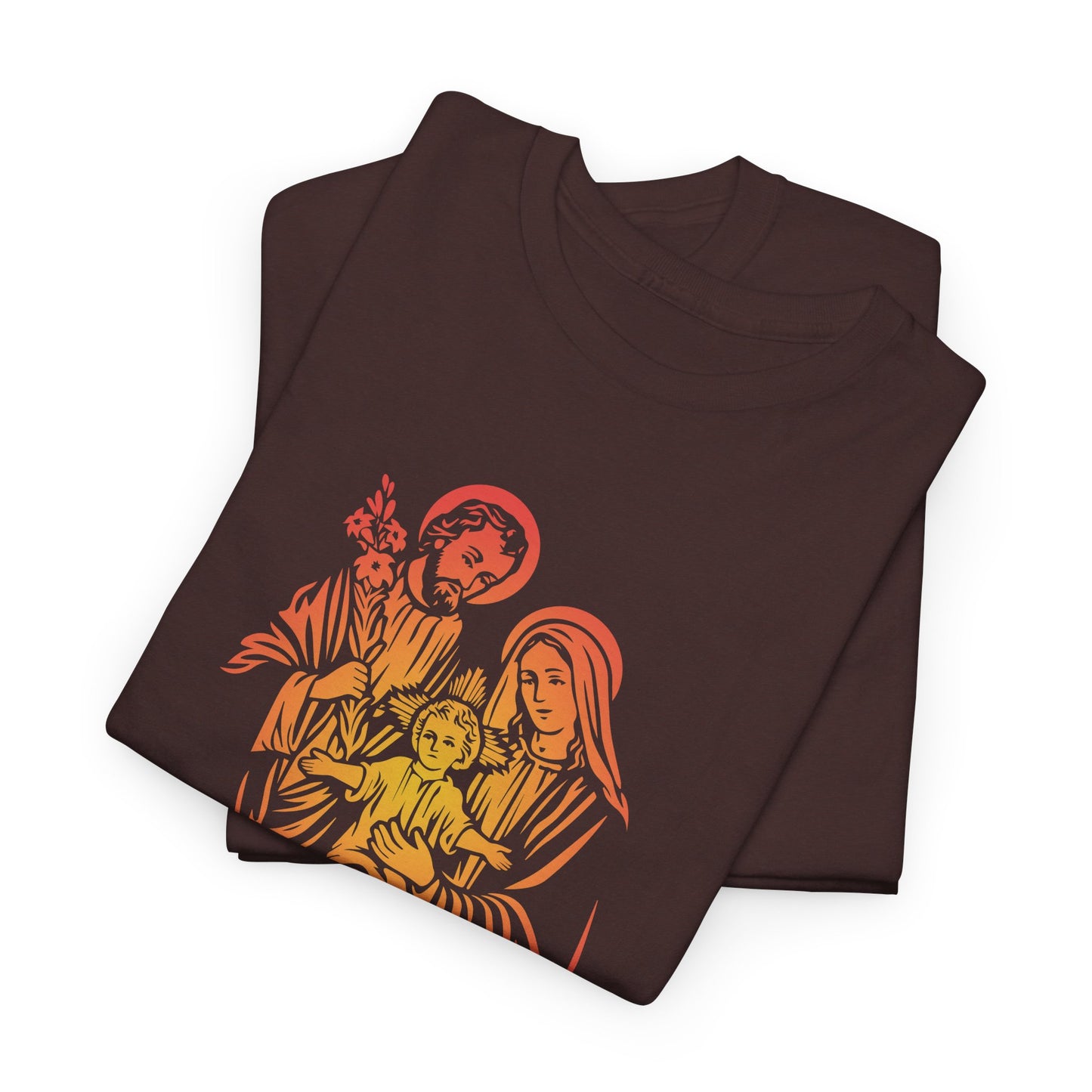 The Divine Love Of The Holy Family Colorful Gradient Heavy Cotton Tee