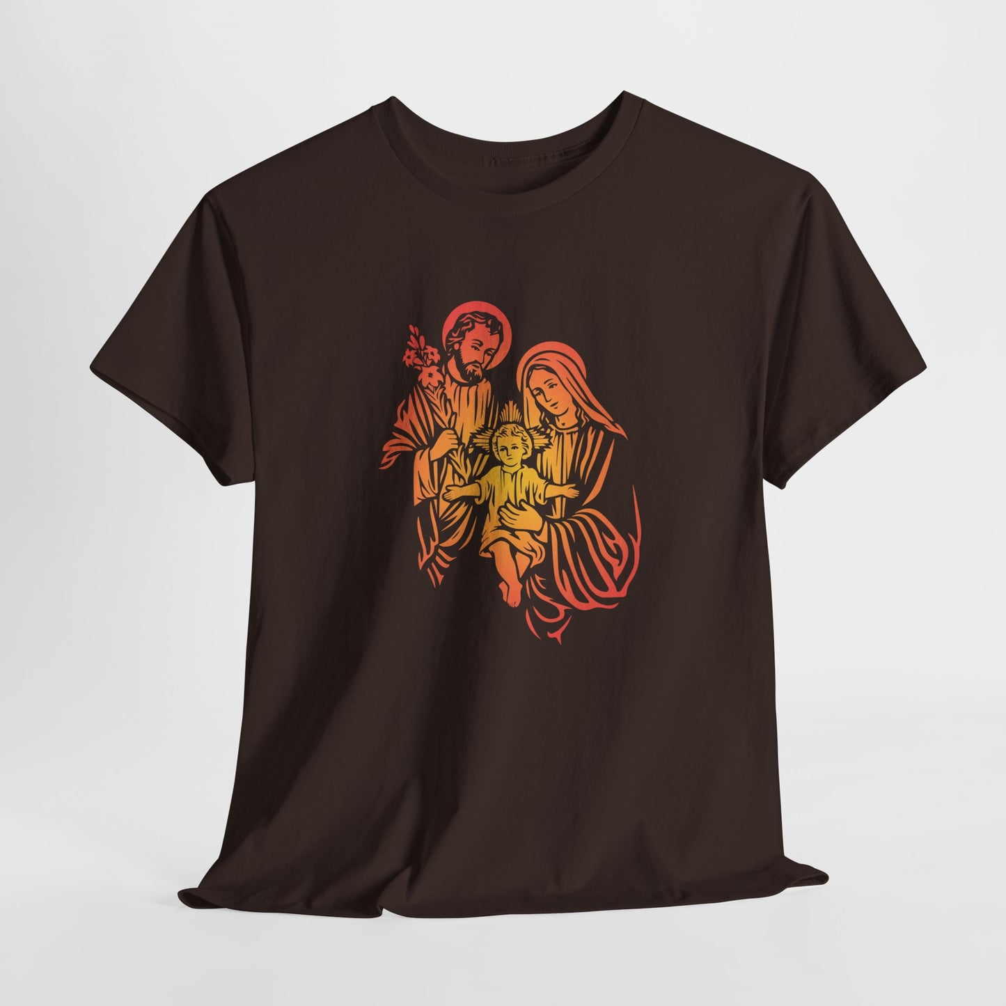 The Divine Love Of The Holy Family Colorful Gradient Heavy Cotton Tee