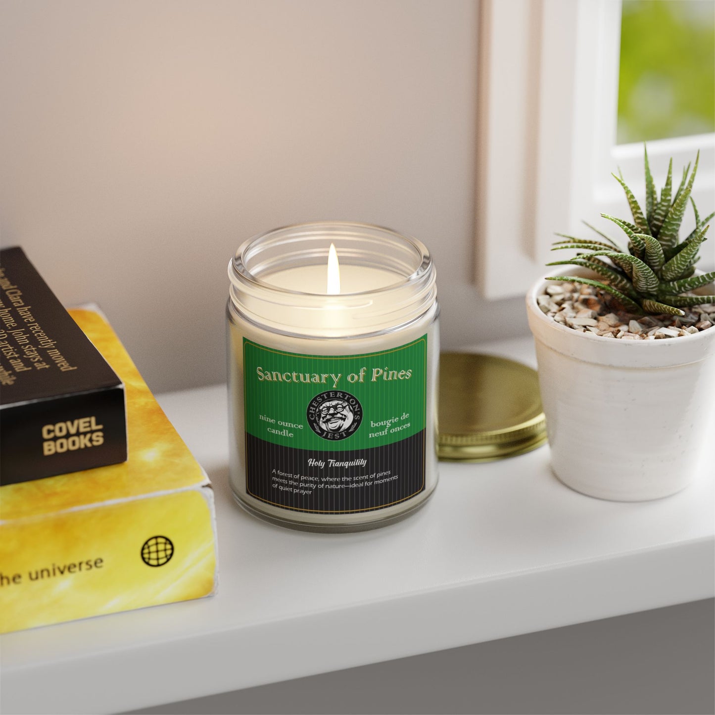 A Sanctuary of Pines Scented Candle, evergreen and cedar with notes of amber and lemon peel, (9oz)