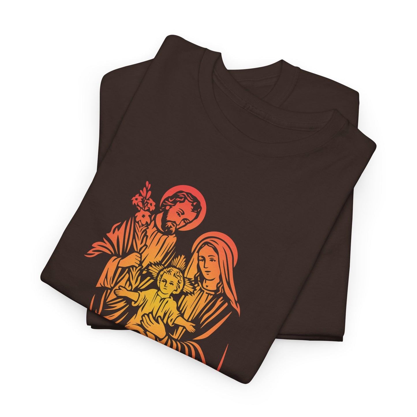 The Divine Love Of The Holy Family Colorful Gradient Heavy Cotton Tee