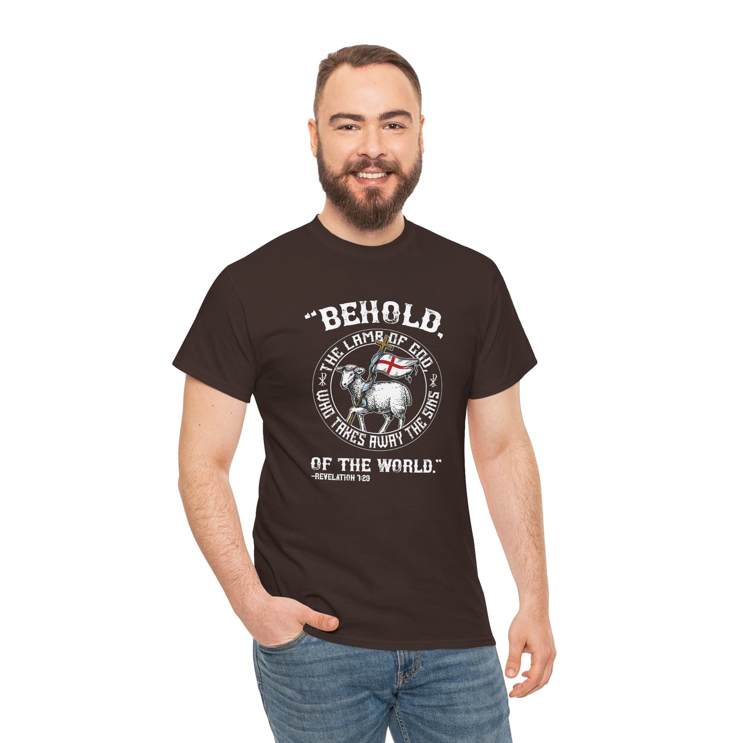 'Behold, The Lamb Of God Who Takes Away The Sins Of The World" Heavy Cotton Tee