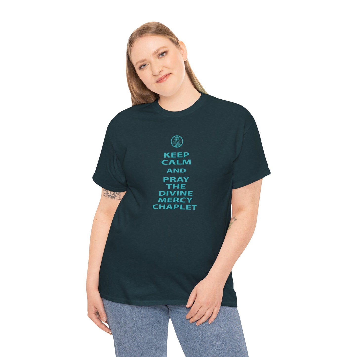 Keep Calm And Pray The Divine Mercy Chaplet Unisex Heavy Cotton Tee