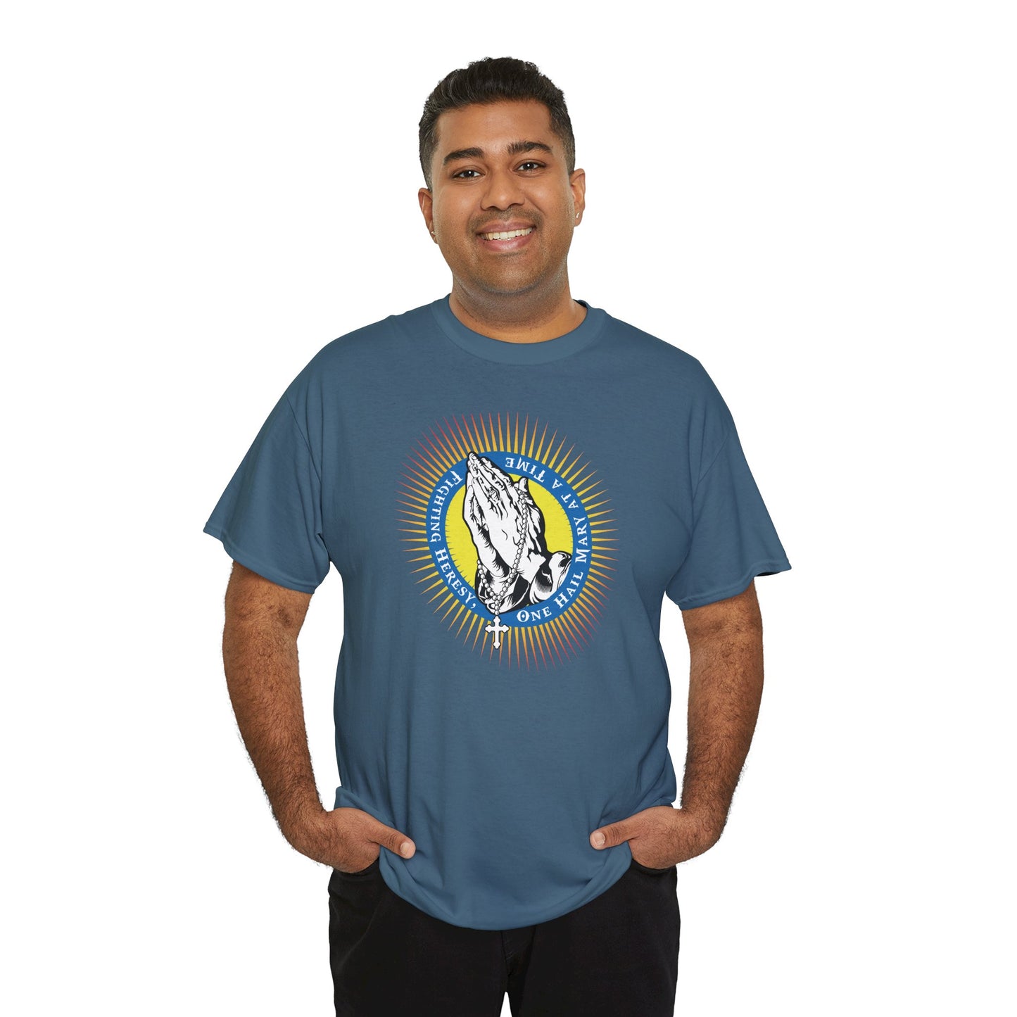 Fighting Heresy One Hail Mary At A Time Heavy Cotton Tee