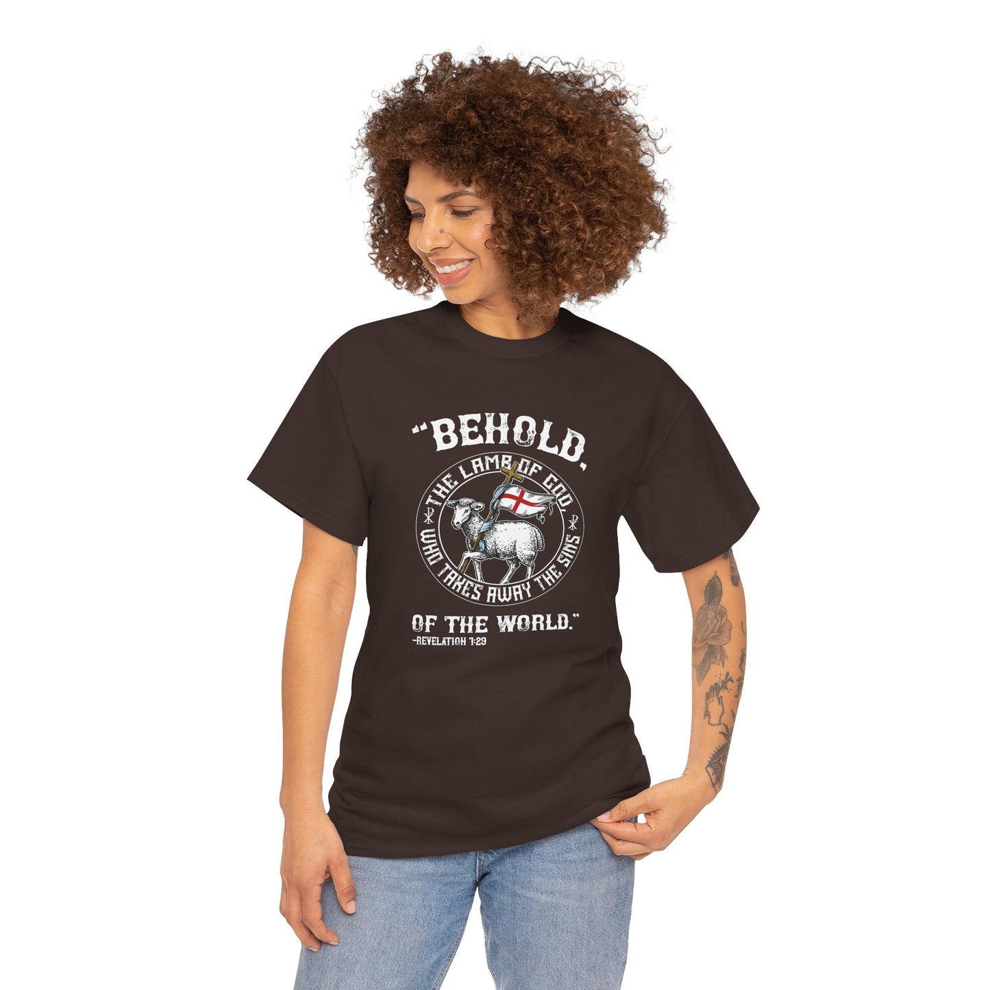 'Behold, The Lamb Of God Who Takes Away The Sins Of The World" Heavy Cotton Tee