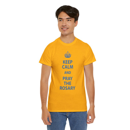 Keep Calm and Pray The Rosary Heavy Cotton Tee