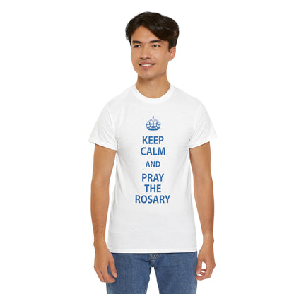 Keep Calm and Pray The Rosary Heavy Cotton Tee