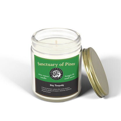 A Sanctuary of Pines Scented Candle, evergreen and cedar with notes of amber and lemon peel,  (9oz)