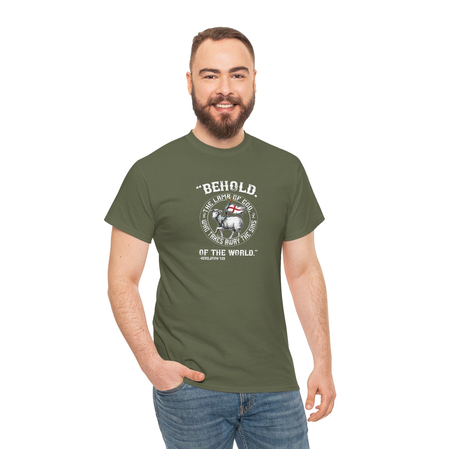 'Behold, The Lamb Of God Who Takes Away The Sins Of The World" Heavy Cotton Tee