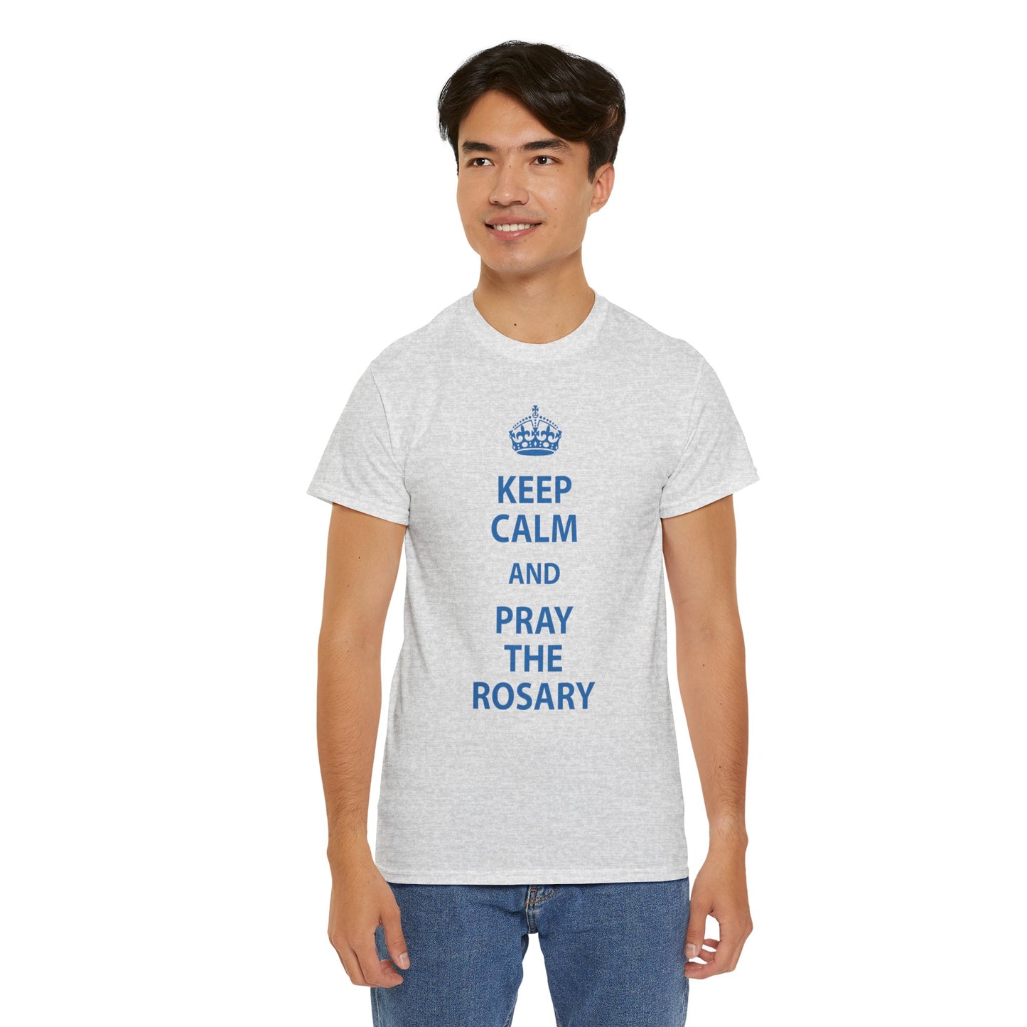 Keep Calm and Pray The Rosary Heavy Cotton Tee