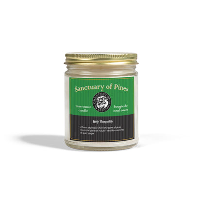 A Sanctuary of Pines Scented Candle, evergreen and cedar with notes of amber and lemon peel,  (9oz)