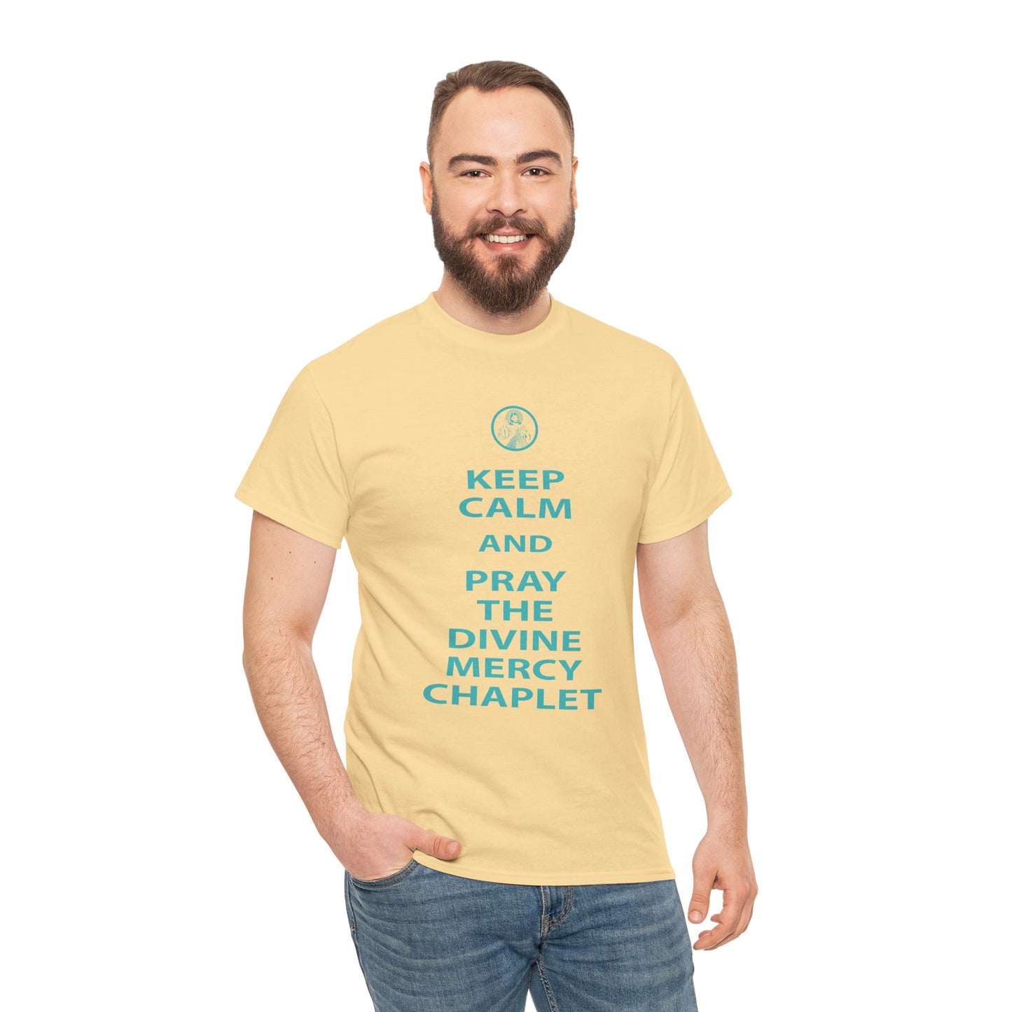 Keep Calm And Pray The Divine Mercy Chaplet Unisex Heavy Cotton Tee