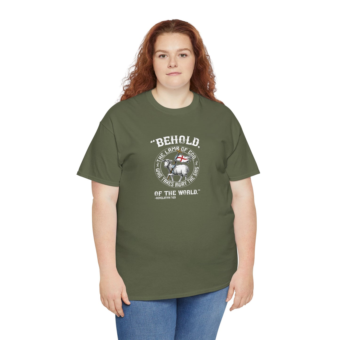 'Behold, The Lamb Of God Who Takes Away The Sins Of The World" Heavy Cotton Tee