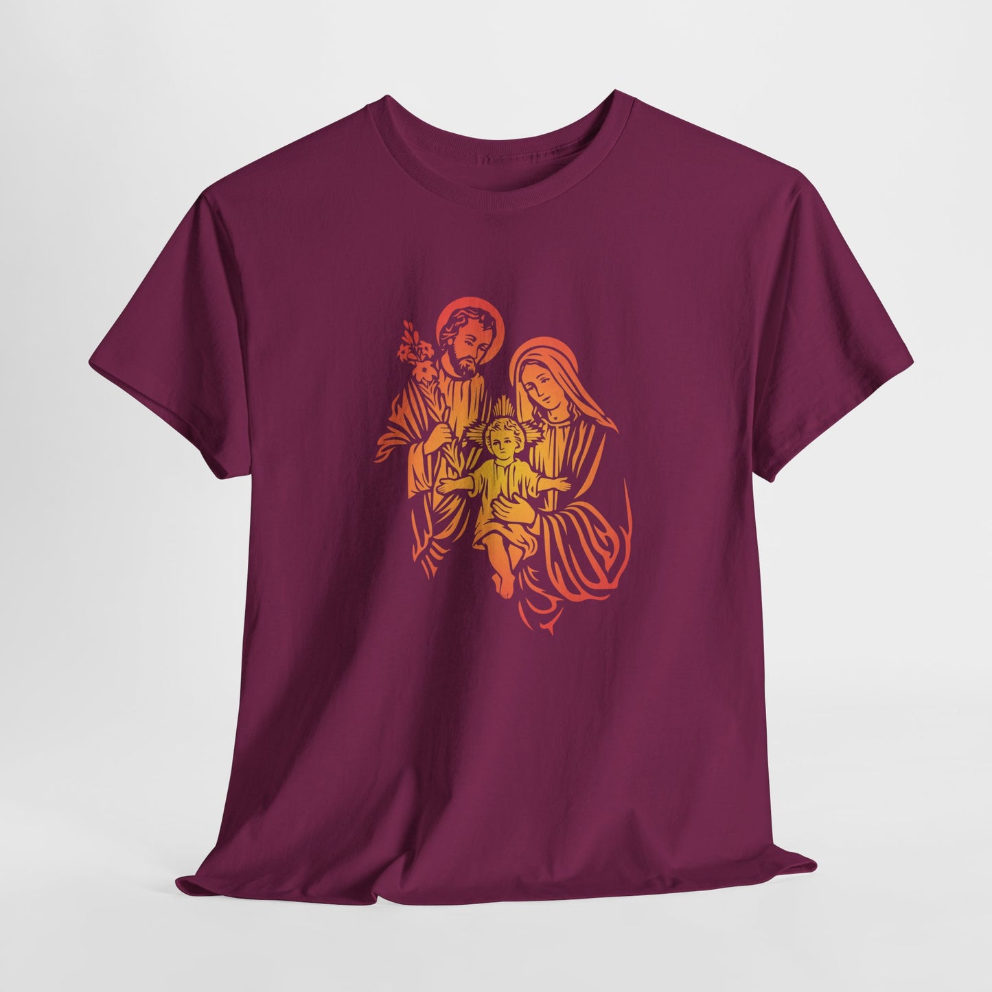 The Divine Love Of The Holy Family Colorful Gradient Heavy Cotton Tee