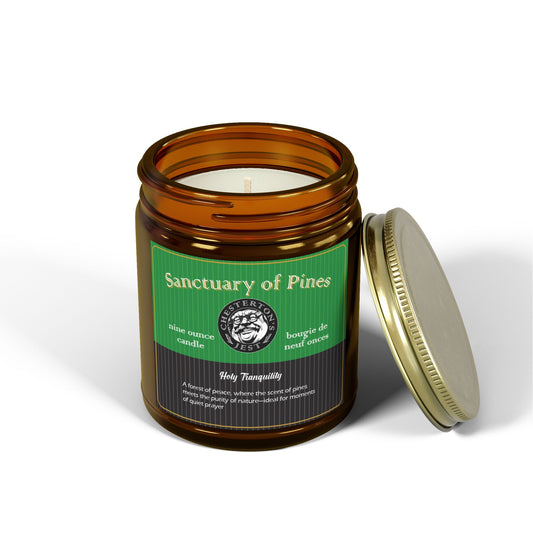 A Sanctuary of Pines Scented Candle, evergreen and cedar with notes of amber and lemon peel,  (9oz)