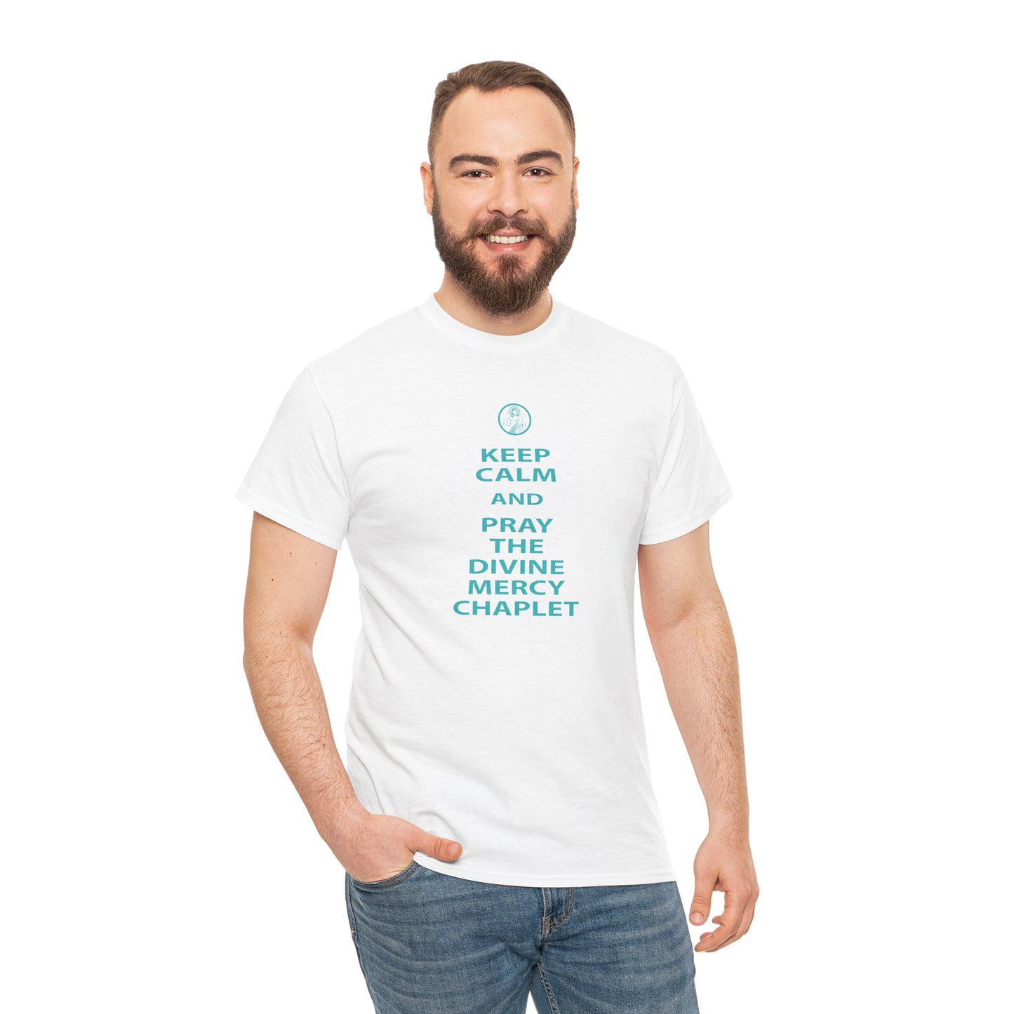 Keep Calm And Pray The Divine Mercy Chaplet Unisex Heavy Cotton Tee