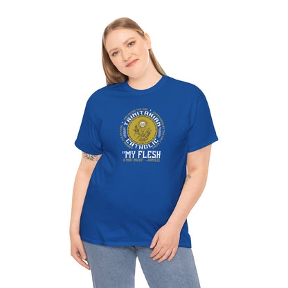 Adoring the Father, Following the Son, Empowered by the Holy Spirit: My Flesh is Meat Indeed Heavy Cotton Tee