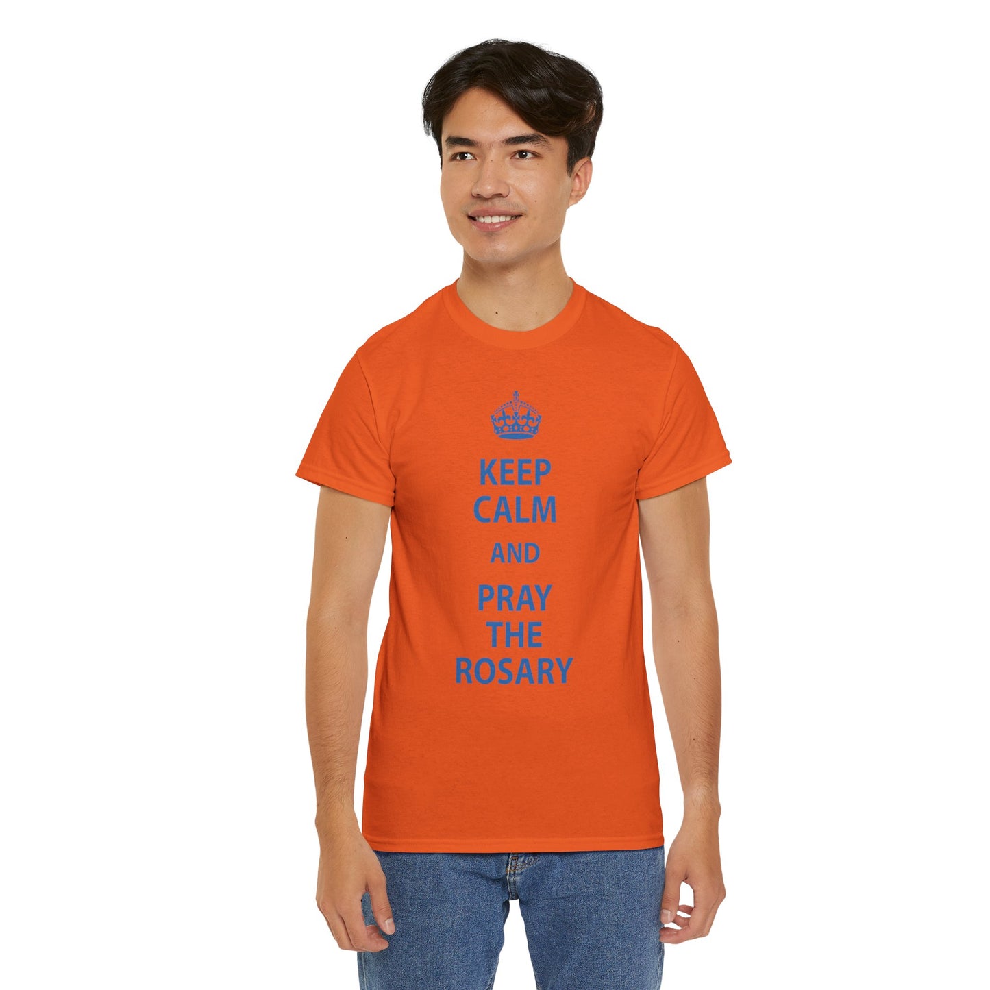 Keep Calm and Pray The Rosary Heavy Cotton Tee