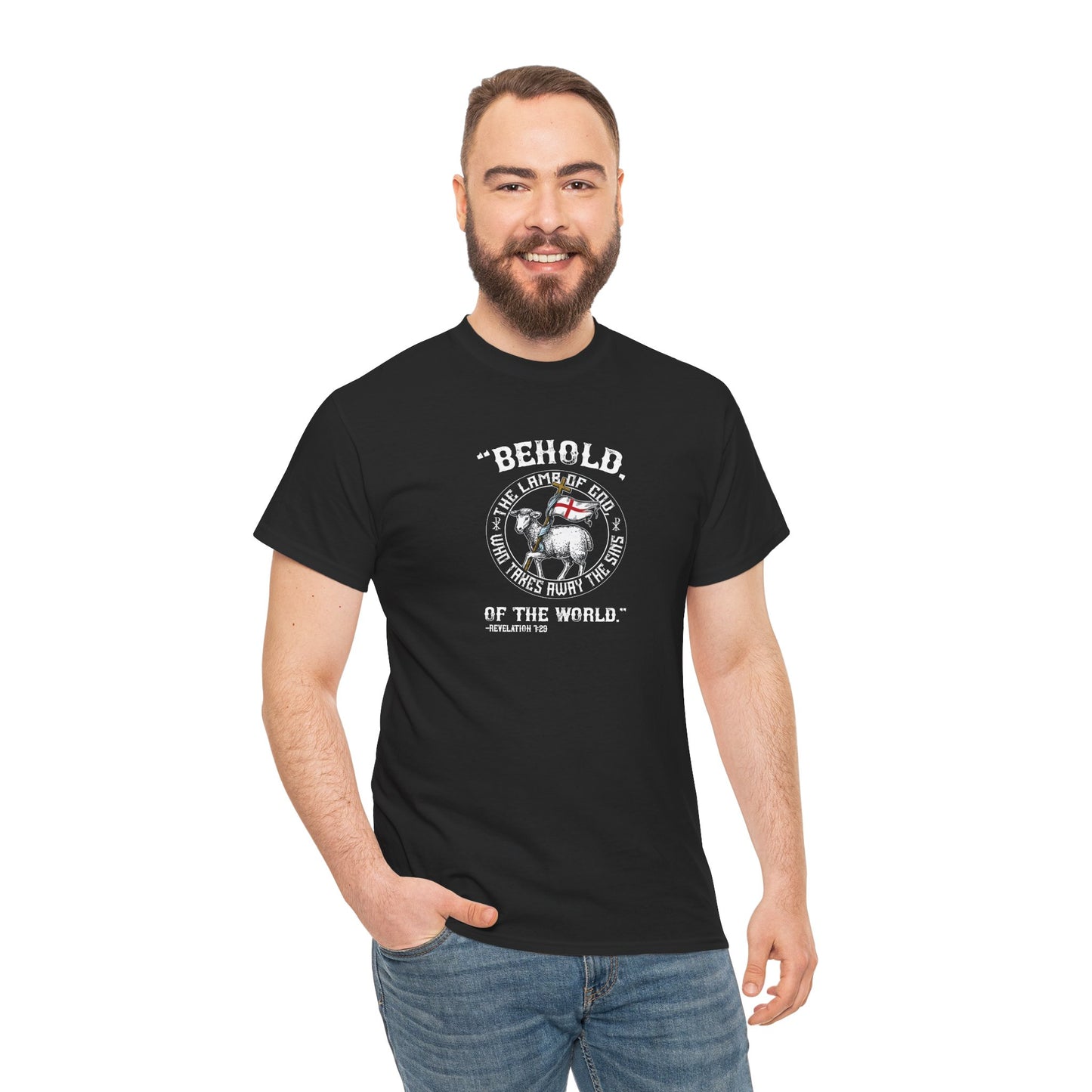 'Behold, The Lamb Of God Who Takes Away The Sins Of The World" Heavy Cotton Tee